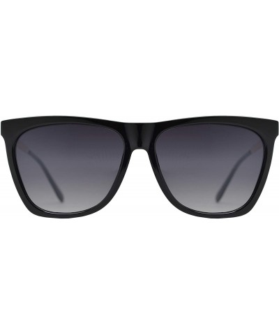 Square Vintage Oversized Square Cat Eye Sunglasses for Women with Flat Lens - Black + Gradient - CM195D70A2S $24.59