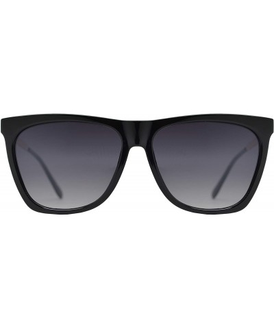 Square Vintage Oversized Square Cat Eye Sunglasses for Women with Flat Lens - Black + Gradient - CM195D70A2S $12.13