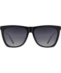 Square Vintage Oversized Square Cat Eye Sunglasses for Women with Flat Lens - Black + Gradient - CM195D70A2S $24.59