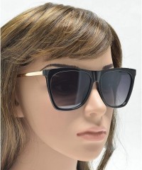 Square Vintage Oversized Square Cat Eye Sunglasses for Women with Flat Lens - Black + Gradient - CM195D70A2S $12.13