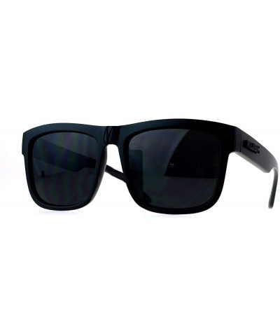 Oversized Mens All Black Gangster Oversize Horn Rim Cholo Sunglasses - Matte Black 7038 - CV12MX2U7YM $19.19