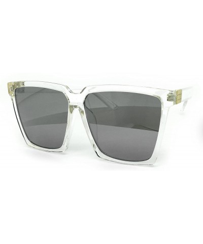 Square 7240-1 Premium Oversized XXL Square Flat Mirrored Sunglasses - Clear - CP18OT0II34 $26.55