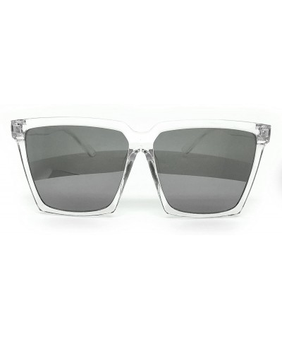 Square 7240-1 Premium Oversized XXL Square Flat Mirrored Sunglasses - Clear - CP18OT0II34 $10.76