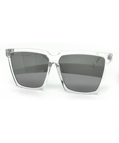 Square 7240-1 Premium Oversized XXL Square Flat Mirrored Sunglasses - Clear - CP18OT0II34 $10.76