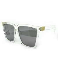 Square 7240-1 Premium Oversized XXL Square Flat Mirrored Sunglasses - Clear - CP18OT0II34 $10.76