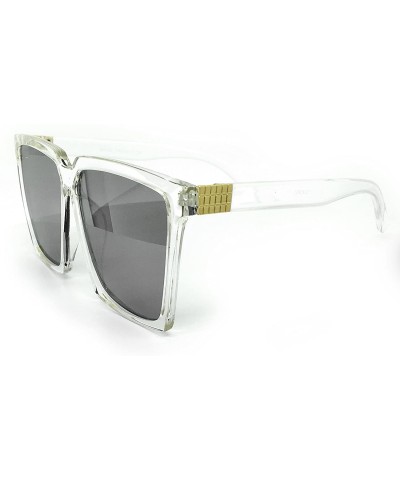 Square 7240-1 Premium Oversized XXL Square Flat Mirrored Sunglasses - Clear - CP18OT0II34 $10.76