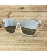 Square 7240-1 Premium Oversized XXL Square Flat Mirrored Sunglasses - Clear - CP18OT0II34 $10.76