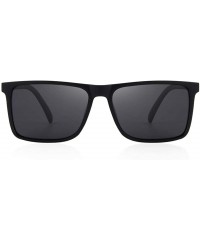 Aviator DESIGN Men Polarized Rectangle Sunglasses 100% UV Protection S8296 C01 Black - C03 Matte Black - CV18XDWX64R $18.35