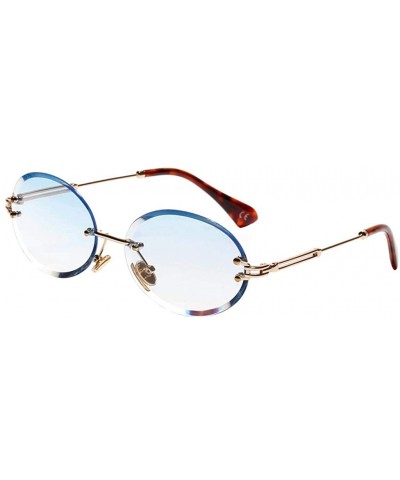 Rimless Oval Shape Frame Sunglasses for Women Rimless Frame Candy Color Glasses - Blue - CL190HRX68W $26.10