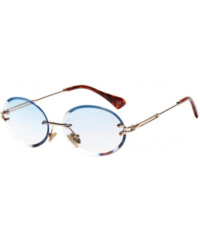 Rimless Oval Shape Frame Sunglasses for Women Rimless Frame Candy Color Glasses - Blue - CL190HRX68W $10.51