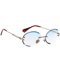 Rimless Oval Shape Frame Sunglasses for Women Rimless Frame Candy Color Glasses - Blue - CL190HRX68W $10.51