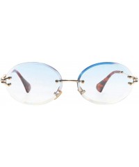 Rimless Oval Shape Frame Sunglasses for Women Rimless Frame Candy Color Glasses - Blue - CL190HRX68W $10.51