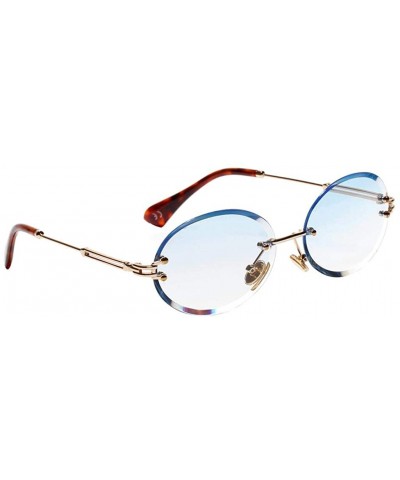 Rimless Oval Shape Frame Sunglasses for Women Rimless Frame Candy Color Glasses - Blue - CL190HRX68W $10.51