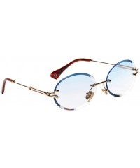 Rimless Oval Shape Frame Sunglasses for Women Rimless Frame Candy Color Glasses - Blue - CL190HRX68W $10.51