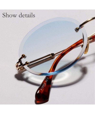 Rimless Oval Shape Frame Sunglasses for Women Rimless Frame Candy Color Glasses - Blue - CL190HRX68W $10.51