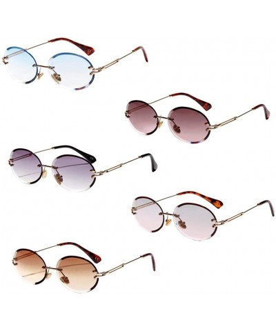 Rimless Oval Shape Frame Sunglasses for Women Rimless Frame Candy Color Glasses - Blue - CL190HRX68W $10.51