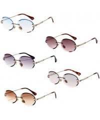 Rimless Oval Shape Frame Sunglasses for Women Rimless Frame Candy Color Glasses - Blue - CL190HRX68W $10.51
