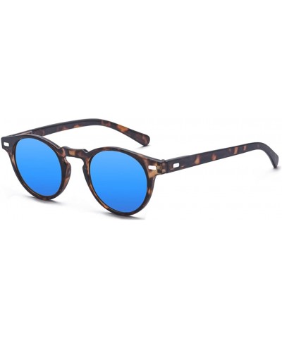 Wayfarer Vintage Keyhole Round Plastic Sunglasses With Rivets - S Blue - CX18E23UCNG $10.58