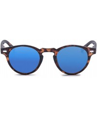 Wayfarer Vintage Keyhole Round Plastic Sunglasses With Rivets - S Blue - CX18E23UCNG $10.58