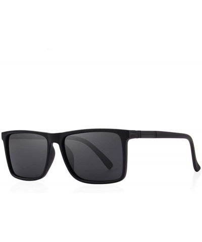 Aviator DESIGN Men Polarized Rectangle Sunglasses 100% UV Protection S8296 C01 Black - C03 Matte Black - CV18XDWX64R $27.91