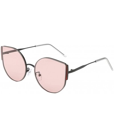 Semi-rimless Vintage Sunglasses Irregular Fashion Polarized Sunglasses Semi-Rimless Frame - Pink - CU190NCQWRK $7.66