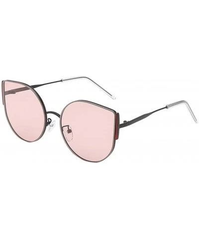 Semi-rimless Vintage Sunglasses Irregular Fashion Polarized Sunglasses Semi-Rimless Frame - Pink - CU190NCQWRK $16.66