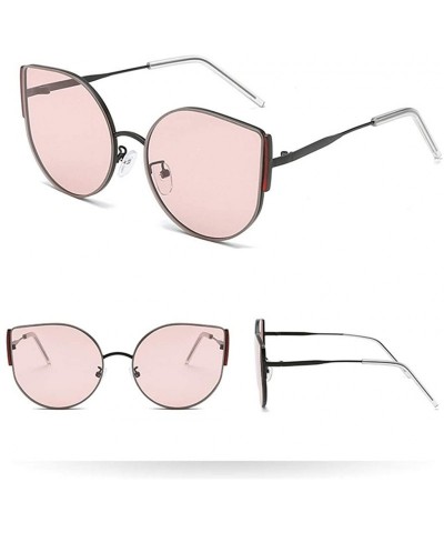 Semi-rimless Vintage Sunglasses Irregular Fashion Polarized Sunglasses Semi-Rimless Frame - Pink - CU190NCQWRK $7.66