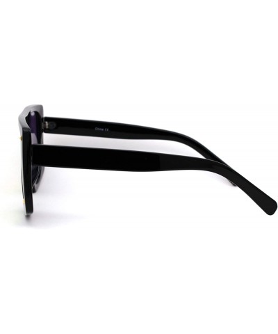 Square 80s Funk Disco Flat Top Rectangular Mob Plastic Sunglasses - Black Pink Mirror - CM18XOZ7Q72 $14.73