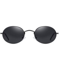 Oval Oval Round Polarized Sunglasses for Men and Women Small UV400 Protection - Black - Gray - CH195SQR2NK $12.51