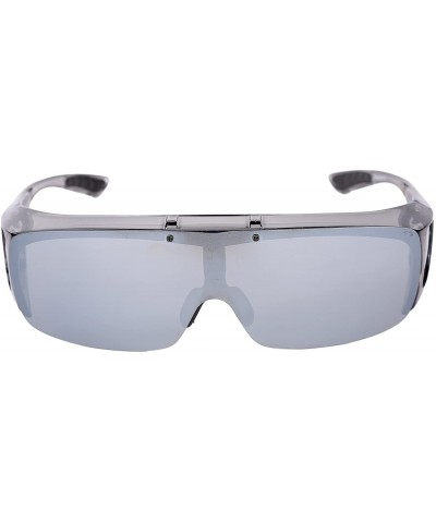 Goggle Driving Glasses Flipup Coverup Polarized Fitover Sunglasses B-6453 - Grey Transparent - C812O054X6D $32.04