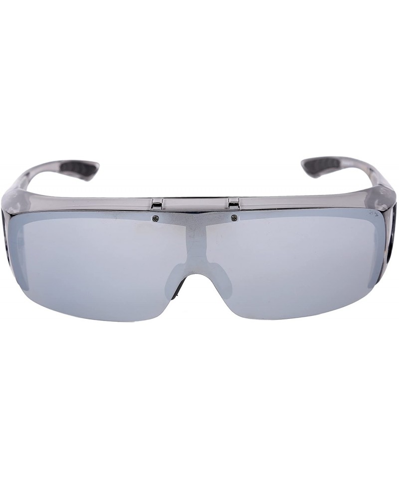 Goggle Driving Glasses Flipup Coverup Polarized Fitover Sunglasses B-6453 - Grey Transparent - C812O054X6D $18.55