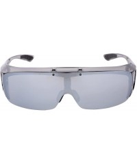 Goggle Driving Glasses Flipup Coverup Polarized Fitover Sunglasses B-6453 - Grey Transparent - C812O054X6D $18.55