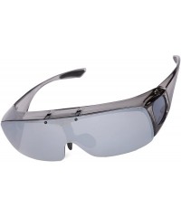 Goggle Driving Glasses Flipup Coverup Polarized Fitover Sunglasses B-6453 - Grey Transparent - C812O054X6D $18.55
