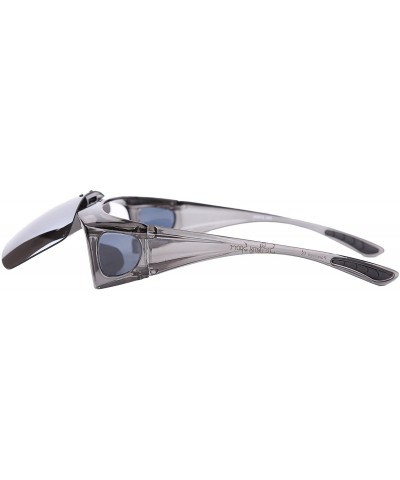 Goggle Driving Glasses Flipup Coverup Polarized Fitover Sunglasses B-6453 - Grey Transparent - C812O054X6D $18.55