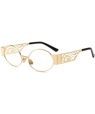 Rectangular Men's and women's Fashion Resin lens Oval Frame Retro Sunglasses UV400 - Gold White - C318N0I38MH $21.88