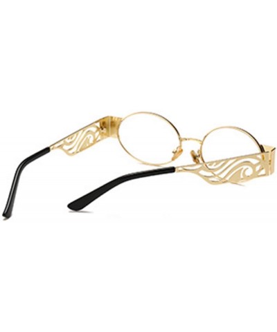 Rectangular Men's and women's Fashion Resin lens Oval Frame Retro Sunglasses UV400 - Gold White - C318N0I38MH $9.46