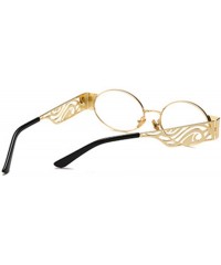 Rectangular Men's and women's Fashion Resin lens Oval Frame Retro Sunglasses UV400 - Gold White - C318N0I38MH $9.46