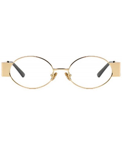 Rectangular Men's and women's Fashion Resin lens Oval Frame Retro Sunglasses UV400 - Gold White - C318N0I38MH $9.46