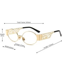 Rectangular Men's and women's Fashion Resin lens Oval Frame Retro Sunglasses UV400 - Gold White - C318N0I38MH $9.46
