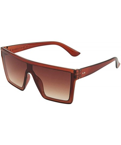 Square Women and Men Trendy Big Frame Meter Nail Sunglasses Fashion Siamese Square Sunglasses - Brown - CR198DSOYAR $42.71