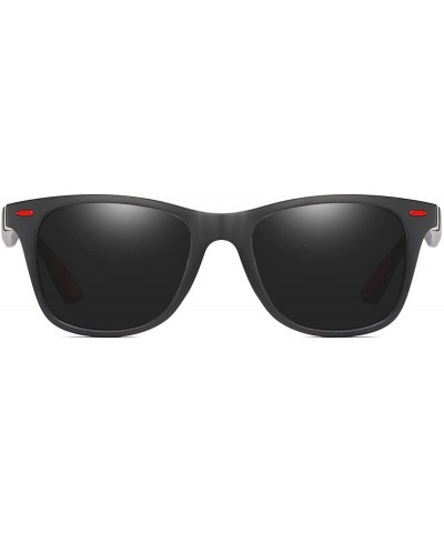 Rectangular Polarized Sunglasses Driving Photosensitive Glasses 100% UV protection - Sand Black/Black - CZ18SR5S9AW $33.41