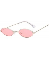 Square Retro Small Oval Sunglasses Women Vintage Shades Black Red Metal Color Sun Glasses FeFashion Lunette - Blackgray - C31...