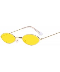 Square Retro Small Oval Sunglasses Women Vintage Shades Black Red Metal Color Sun Glasses FeFashion Lunette - Blackgray - C31...
