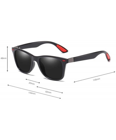 Rectangular Polarized Sunglasses Driving Photosensitive Glasses 100% UV protection - Sand Black/Black - CZ18SR5S9AW $15.10