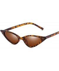 Aviator Women Vintage Cat Eye Sunglasses Brand Designer Triangle Ladies Retro Leopard - Red Gray - CU18YQUHTX0 $9.87
