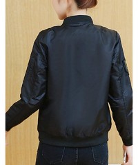 Oversized Womens Fashion Relax Fit BF Aviator Military Flight Baseball Bomber Jacket - Black - CK18S7I0MSC $50.93