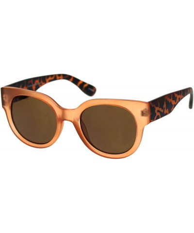 Round Womens Round Horn Rim Sunglasses Trendy Retro Fashion Shades UV 400 - Orange Tortoise (Brown) - CD18ZWO3CNX $22.97