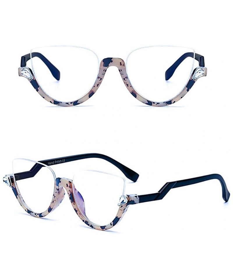Oval Polarized Half Frame Sunglasses-Retro Classic Cat Eyes Shade Glasses Eyewear - G - CX190O5326X $32.74