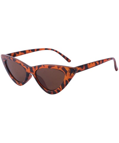 Oval Retro Vintage Cat Eye Sunglasses for Women Goggles - Leopard Frame/Brown Lens - CV18YXAO60A $11.79