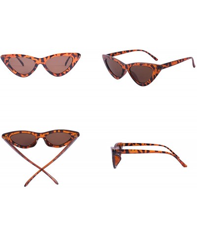 Oval Retro Vintage Cat Eye Sunglasses for Women Goggles - Leopard Frame/Brown Lens - CV18YXAO60A $11.79